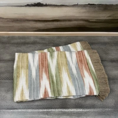 Pottery Barn Kravet Ikat Lumbar Pillow Cover With Fringe 16”x26” Multicolor NWOT - Image 1 of 4