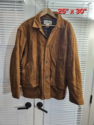 Vintage LL Bean Jacket Men's Large Brown Leather Suede Barn Chore Field Coat USA - Image 1 of 4