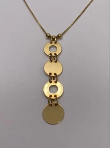 Collar vintage Italia oro amarillo 14k disco redondo Y gota 5,2 gramos - Imagen 1 de 4