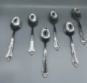6 Supreme Towle Romance Teaspoons Plume Tip Korea Scroll Flatware - Picture 1 of 5
