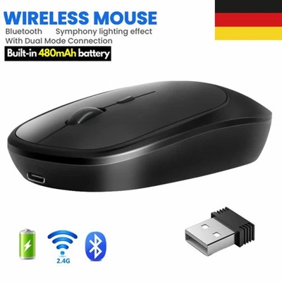 2026 PC Maus Kabellos Bluetooth und Funk für Laptop Tablet Aufladbare leise Maus - Bild 1 von 4
