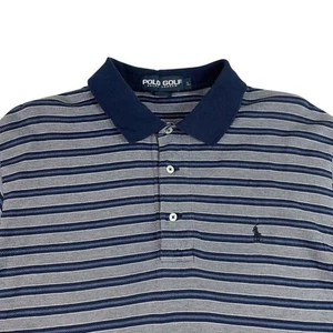 Polo Golf Ralph Lauren Striped Polo Shirt Grey Blue Large - Picture 1 of 7