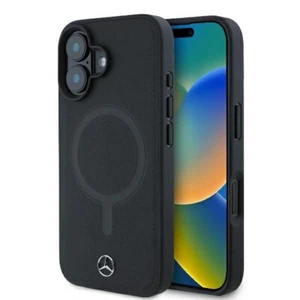 Funda iPhone 16 Plus Mercedes cuero auténtico negro compatible con MagSafe - Imagen 1 de 8