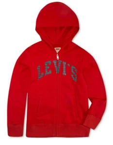 Levi's Girls Full-Zip Blue Logo Red Hoodie - LARGE - NWT - MSRP$44.00 - Picture 1 of 2