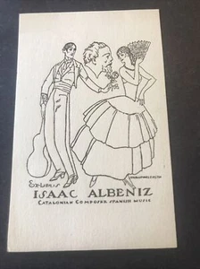 ex libris di Ismael Smith 1886-1972 per Isaac Albeniz Catalonian Composer. - Bild 1 von 5