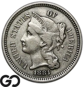 1881 Three Cent Nickel - Picture 1 of 2