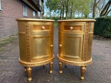Pair of Gold Color Night Stands - Louis XVI Style (1900s)