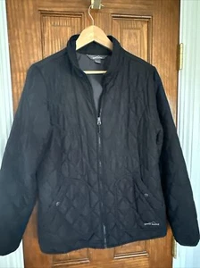 Eddie Bauer Women’s Full Zip Black Puffer Windbreaker Jacket Large - Picture 1 of 6