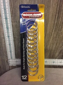 Anillos de libros de metal BAZIC de 1 pulgada de plata 12 por paquete - Imagen 1 de 4