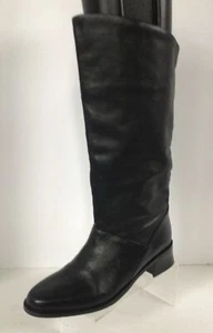 AMANDA SMITH 972 Shara Mid Calf Black Leather Round Toe Riding Boots (Size 6 M) - Picture 1 of 11