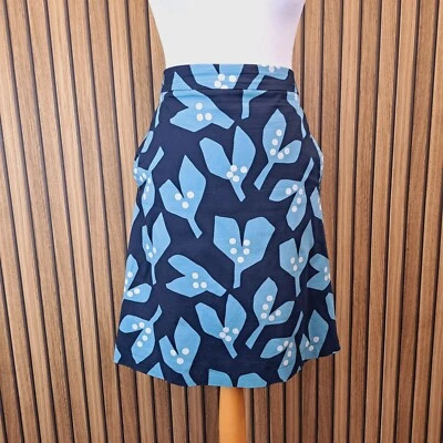 White Stuff Skirt Blue Green 16 A-Line Stretch Cotton Above Knee - Image 1 of 4