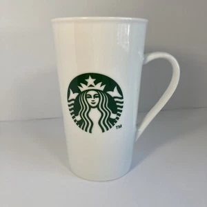 2014 Starbucks Coffee Mug White Tall Ceramic Classic Green Mermaid Logo Cup 16oz - Picture 1 of 5