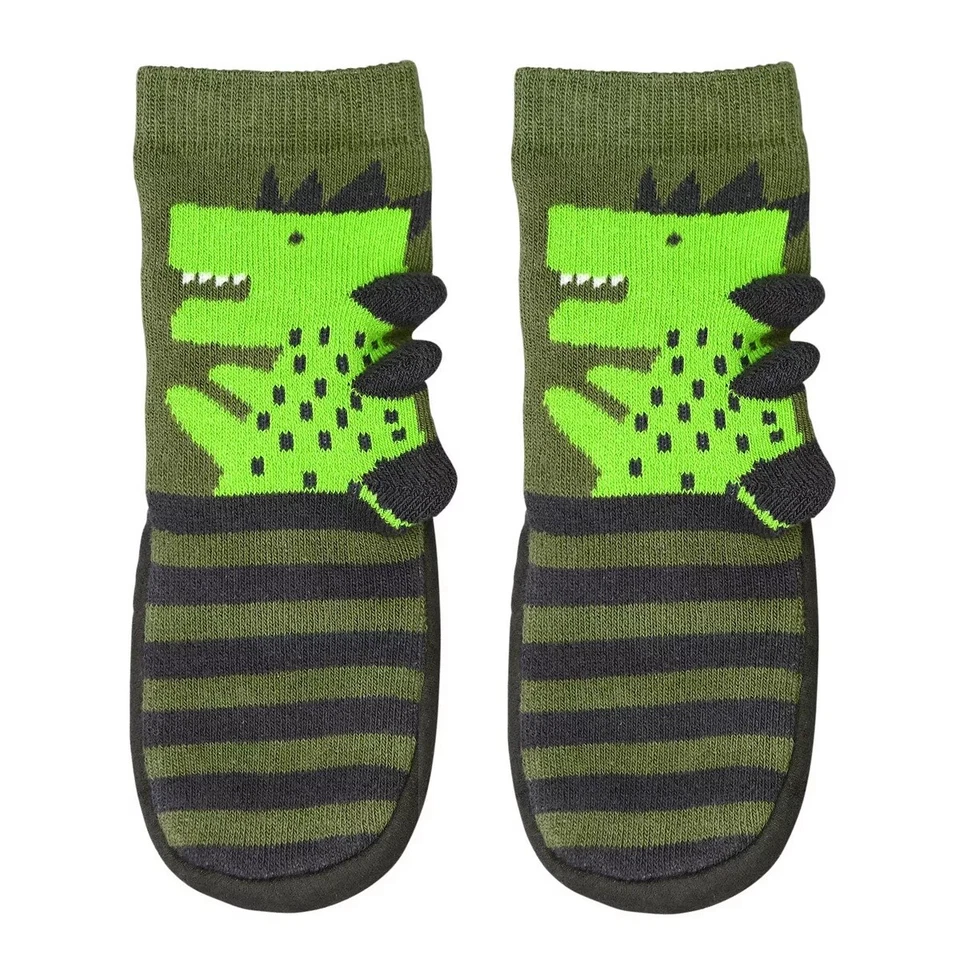 Jumping Beans Green Dinosaur Slipper Socks Slippers Baby Boy 6-12 Months NEW - Image 1 of 1