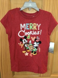 NWT Disney Store Mickey & Minnie Mouse T Shirt Top Girls Tee Christmas Red - Picture 1 of 1