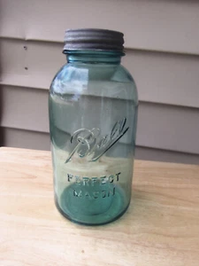 Vintage #13 Ball Perfect Mason Half Gallon Ball Blue Jar w #13 Zinc Lid - Picture 1 of 6