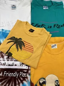 Vintage T-Shirt Lot Of 5 Mixed Sizes Sports, Advertisement, Place, Music, Bands - Picture 1 of 23