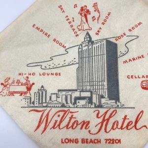 Vintage Cocktail Bar Paper Napkin California Long Beach CA WILTON HOTEL - Picture 1 of 5