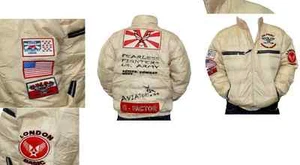 Mens white long sleeve bomber jacket by London Basic S-XL Millitary Jacket GFACT - Picture 1 of 1