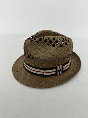 Ted Baker Hombres Rayas Ted Baker Tejido Diamante Azul Marino Rojo Trilby Sombrero Foto 1 de 4