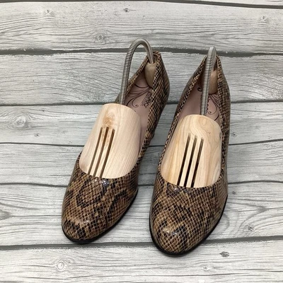 Abeo Womens Venice Pumps Heels Brown Snake Print Leather Close Toe Size 8 - Image 1 of 4