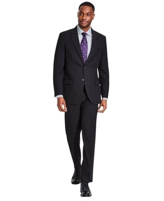 Nautica Mens Modern fit 2 Piece Suit 38 R / 32 Waist Black Solid Solid Stretch - Image 1 of 4