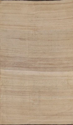 Earth Tone Kilim Area Rug 4x6 Flat-weave Solid Reversible Wool Carpet - Image 1 of 4