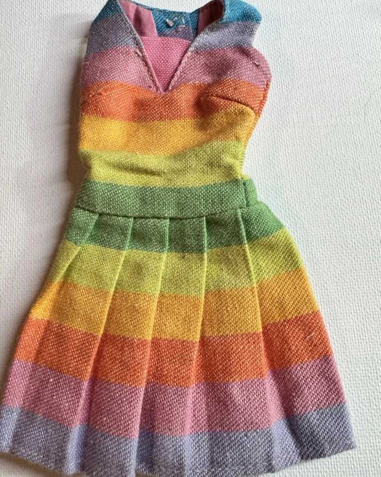 Vestido Vintage Barbie Patrón Pasteles Soleados #1910 Arco Iris Rayas Foto 1 de 4