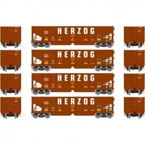 Athearn RTR HO Herzog 3-Bay Ribbed Ballast Hopper - 4 Car Set - Picture 1 of 1