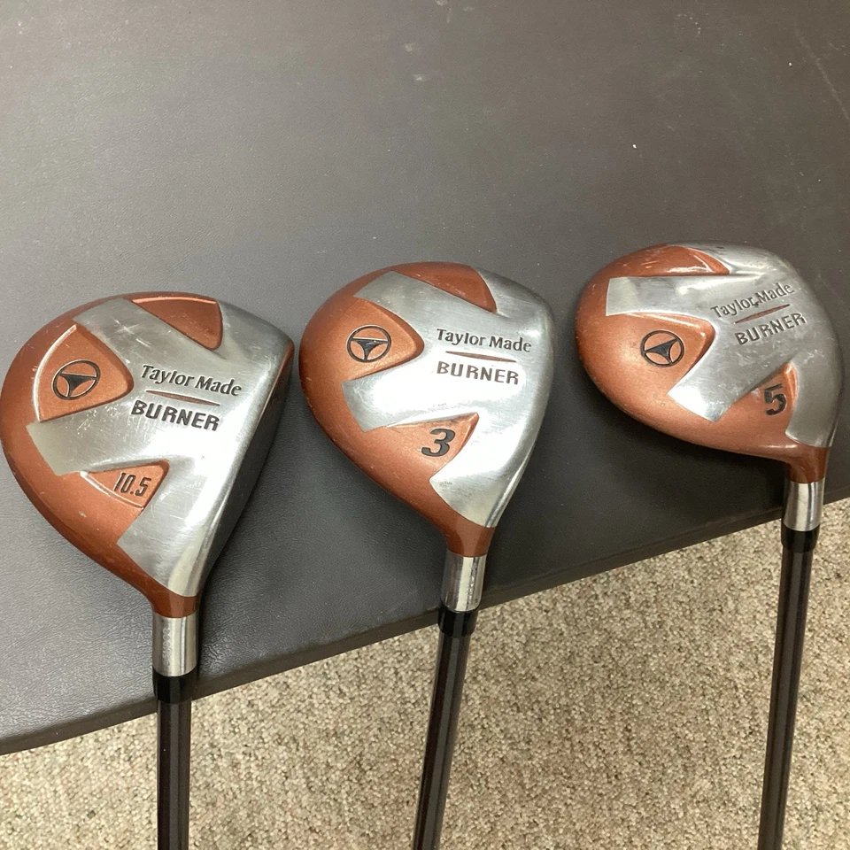 TaylorMade Burner Driver  10.5* + 3 Wood + 5 Wood Set Bubble 2 R-80 Shafts - Image 1 of 4