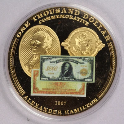 1907 $1,000 Alexander Hamilton Commemorative Coin Gold Certificate - Image 1 of 2