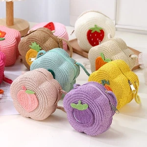 Handmade Kids Straw Bag Flower Shape Shoulder Bag  for Children - Picture 1 of 17