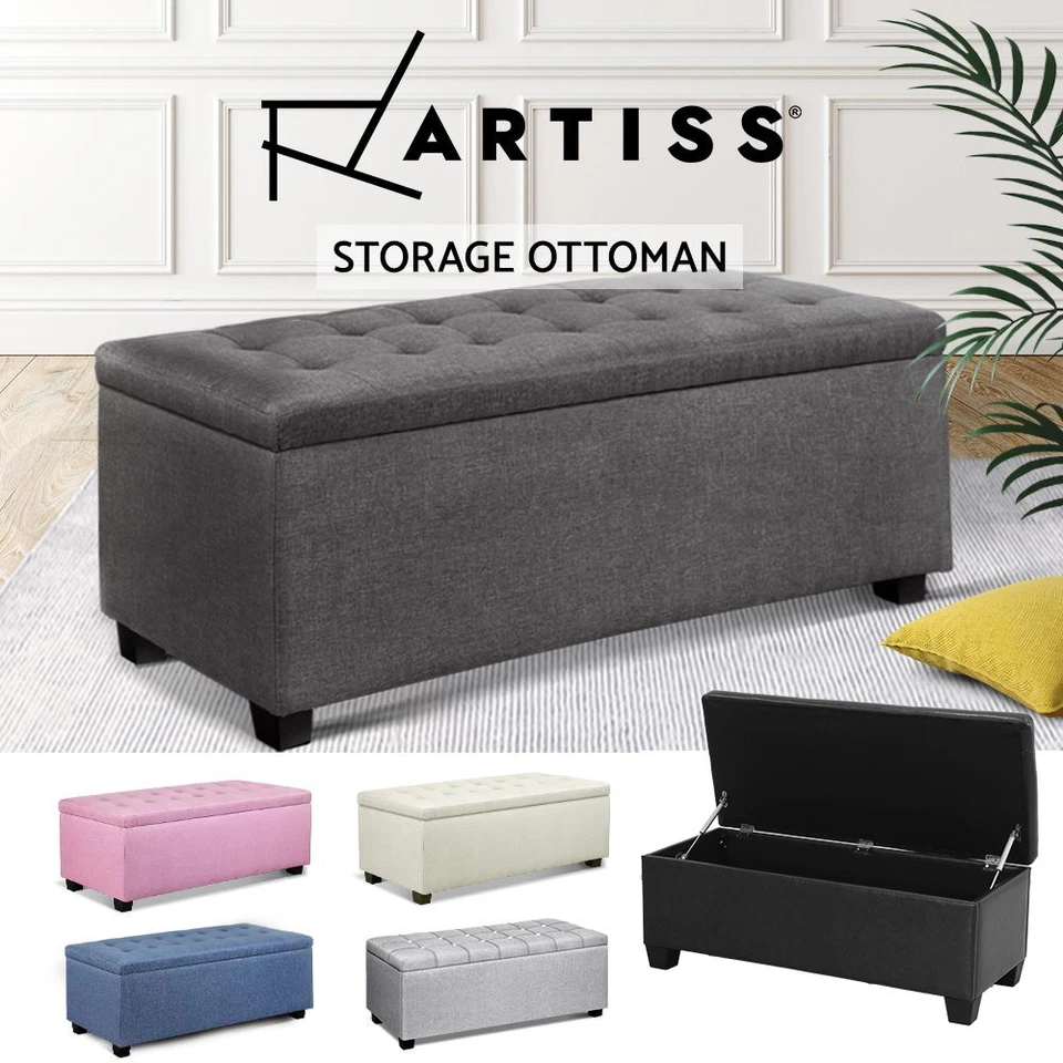 Artiss Storage Ottoman Blanket Box PU Leather Fabric Chest Toy Foot Stool LARGE - image 1 of 4