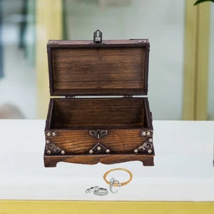 Pirate Treasure Chest Small Wooden Lock Box Decor Vintage Versatile Wooden - Picture 1 of 6