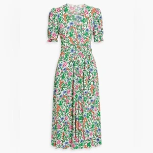 DIANE VON FURSTENBERG Sammie abito midi in crepe con cintura stampa floreale 4 donna - Foto 1 di 8
