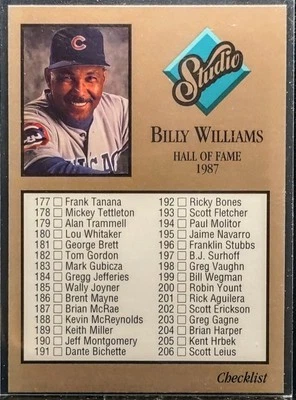 1992 Leaf Studio Billy Williams Checklist Cards No.177-264 Chicago Cubs HOF #263 - Image 1 of 2