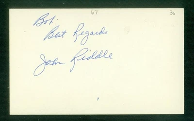 403, John Riddle, Original Signed/Autograph, Index Card, Reds, "1941, 1944-45" - Image 1 of 4