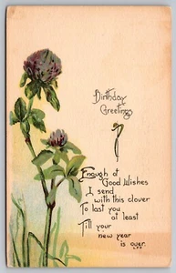 Postcard: Birthday, Clover, Poem, L. F. Pease, #1195, Divided Back, Unposted - Picture 1 of 2