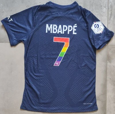 Maillot PSG pro Mbappé flocage spécial contre l'homophobie saison 2022-2023 - Photo 1/4