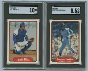 1982 Fleer #316 John Ellis SGC 10 GEM MINT & #320 Fergie Jenkins SGC 8.5 NM-MT+ - Picture 1 of 2
