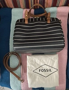 Fossil Rachel Satchel Crossbody Tasche Umhängetasche Dunkelblau / Weiß - Bild 1 von 13