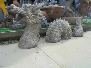 3 -piece Dragon concrete garden ornaments - Picture 1 of 5