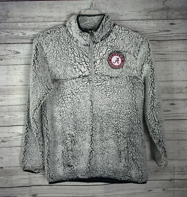 Chaqueta Pullover Alabama Crimson Tide Mujer M Rivalry Threads Gris Sherpa 1/4 Cremallera Foto 1 de 4