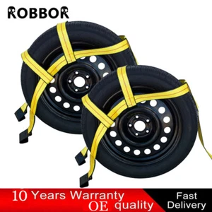 Pair Car Basket Straps Adjustable Tow Dolly DEMCO Wheel Net Set Flat Hook Yellow - Picture 1 of 6