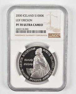 PF70 2000 UCAM Iceland S1000K Leif Ericson NGC Brown Label - Picture 1 of 5