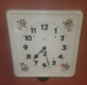 Vintage Art Deco German GUSTAV BECKER Porcelain Wall Clock Floral Motif Working - Picture 1 of 8