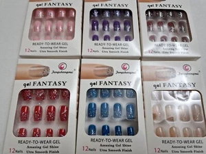 FALSE fake NAILS medium french airbrushed full nail art gel acrylic glue - Picture 1 of 8