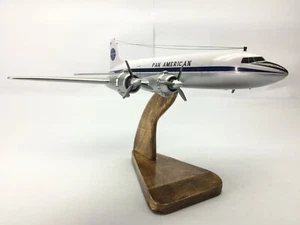 DC-6 Pan Am McDonnell Douglas Airplane Desk Wood Model Small New - Picture 1 of 5