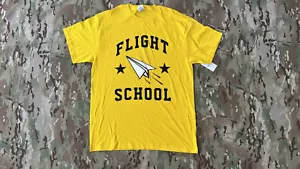 Flight School Paper Airplane Yellow T-shirt Tee Shirt Large - Picture 1 of 8