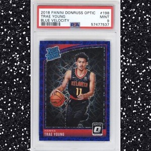 2018-19 Donruss Optic TRAE YOUNG *Blue Velocity Prizm* PSA 9 Graded Rated Rookie