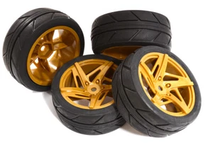 5 Spoke Complete Wheel & Tire Set (4) for 1/10 Touring Car - Picture 1 of 1